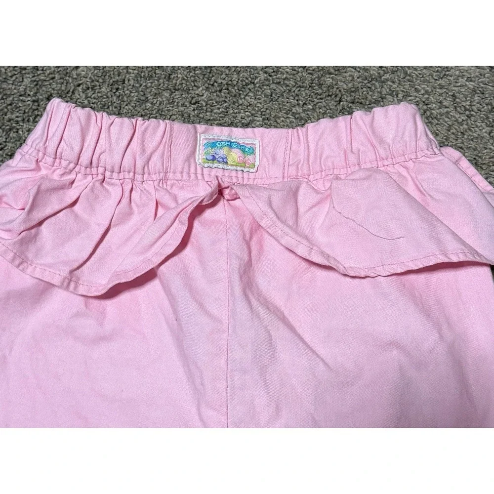Vintage‎ OshKosh B'Gosh Girls Pink Pants 6 Ruffle Waist Cottagecore Fruit